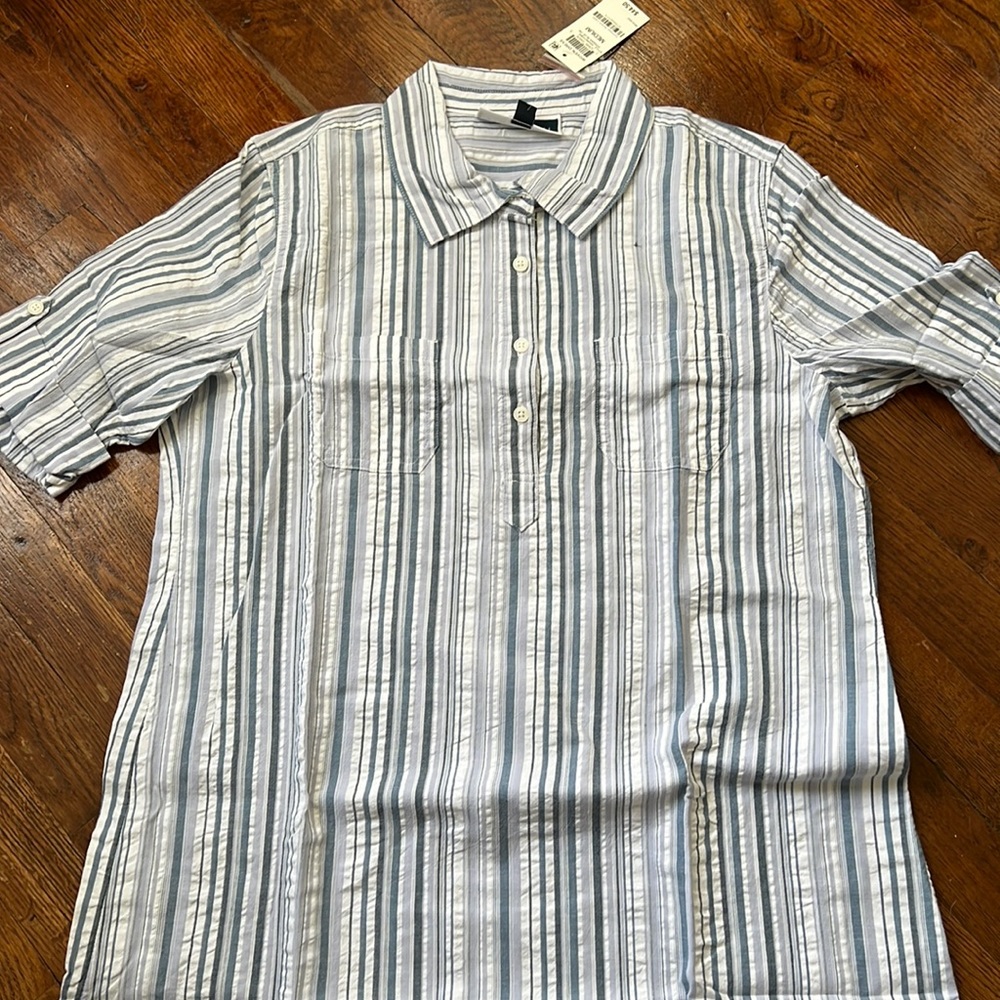 NEW! Karen Scott Seersucker Shirtdress